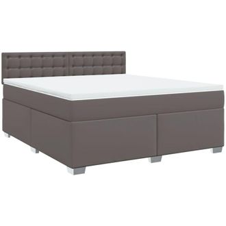 vidaXL Vidaxl - Cama Box Spring Con Colch&oacute;n Cuero Sint&eacute;tico Gris 180x200 Cm