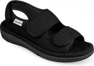 Garonne Womens adjustable open toe slippers with ankle and vamp straps and arch support, Black/White, 7.5 UK