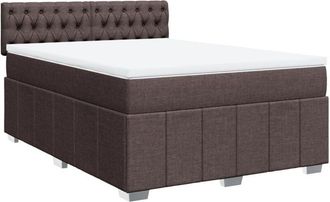 vidaXL Cama Box Spring Con Colch&oacute;n Tela Marr&oacute;n Oscuro 140x200 Cm Vidaxl
