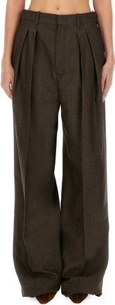 Saint Laurent Wool Wide Leg Pants-Donna