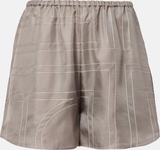 Toteme Logo silk twill shorts
