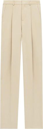 Saint Laurent Broeken, Heren, Beige, L, Wol, Beige Broek met Ritssluiting