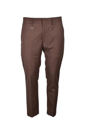 Golden Craft 1957 Tailored Brown Trousers with Mid-Rise Waist