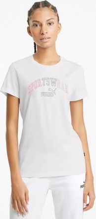 Puma T-Shirt PUMA ESS+ LOGO LAB TEE, Damen, Gr. XL, weiss (puma wei&szlig;), Jersey, Obermaterial: 100% Baumwolle, bedruckt, regular fit normal, Rundhals, Shirts