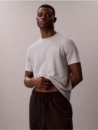 Calvin Klein Mens Pique Crewneck Sleep T-Shirt - Grey - XL