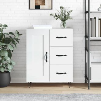 vidaXL Aparador De Madera Contrachapada Blanco Brillante 69,5x34x90 Cm Vidaxl