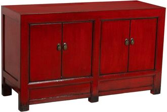 Wanderlust Deco Aparador De Madera Rojo 120x45x71h Cm