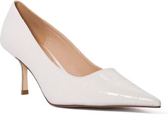 Dune London Womens Ladies Bexton - Pointed Toe Reptile Effect Court Shoes - White Fabric - Size UK 6