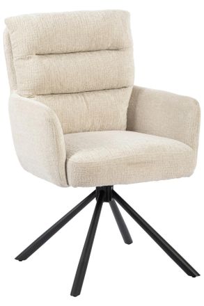 MID.YOU Mid.you Armlehnstuhl, Schwarz, Beige, Metall, Textil, Rundrohr, 57x95x65 cm, Sitzfl&auml;che 180&deg; drehbar, Esszimmer, St&uuml;hle, Polsterst&uuml;hle