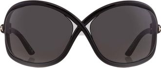 Tom Ford Bettina Smoke Butterfly Ladies Sunglasses FT1068 01A 68