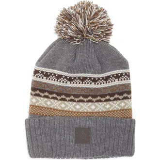 Rainforest Pom Knit Beanie in Brown/Grey Combo at Nordstrom Rack