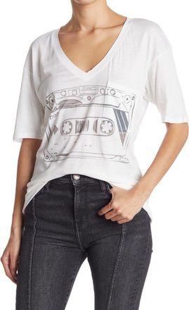 Go Couture Deep V-Neck Boyfriend Tee in White Dye 2 at Nordstrom Rack, Size X-Large