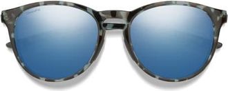 Smith Wander 55mm ChromaPop Polarized Round Sunglasses in Sky Tortoise /Chromapop Blue at Nordstrom