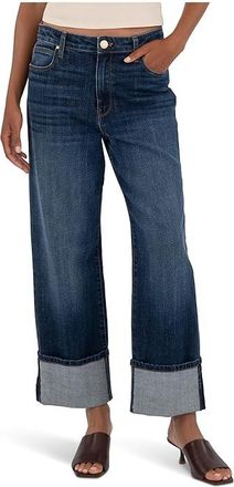 Kut from the Kloth Sienna High-Rise Straight Leg-Roll Up 5 in Clarity Womens Jeans Clarity : 18 32, Cotton/Denim/Elastane