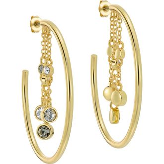 Ted Baker Cassidy Cascade Hoop Earrings in Gold Tone/Black Crystal at Nordstrom