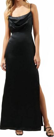 Sugarlips Cowl Necklace Satin Long Dress In Black