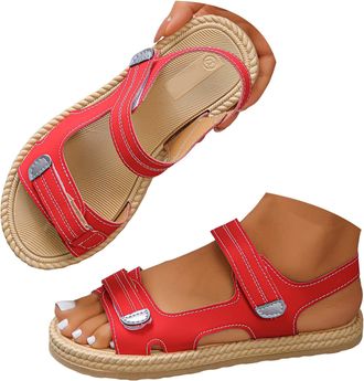 Generic Comfortable Strappy Sandals for Women Dressy Summer 2026 Open Toe Ankle Strap Walking Sandals Women Orthopedic Wedge Platform Sandals with Arch Suppor