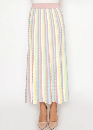 YAL New York Pastel Stripe Knit Maxi Skirt