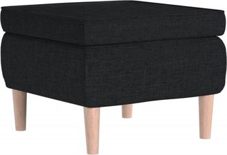 vidaXL Taburete con patas de madera tapizado tejido negro Vidaxl