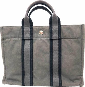 Herm&egrave;s Fourre Tout Gray Canvas Tote Bag (Pre-Owned)
