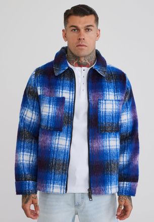 Siksilk Camisa de Franela Azul a Cuadros para Hombre XXL