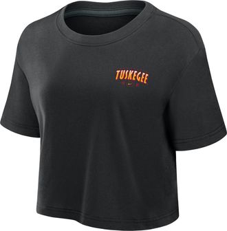 Nike Womens College (Tuskegee University) Dri-FIT Cropped T-Shirt in Black | W11840TUSU26-BLK