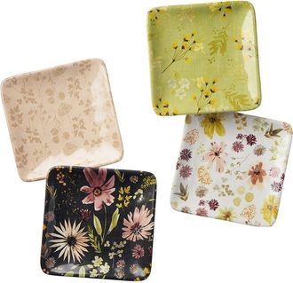Certified International Wildflowers Set Of 4 Canape Plates