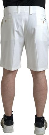 Dolce & Gabbana White Cotton Stretch Men Bermuda Denim Shorts Elastane
