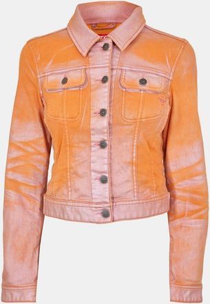 Diesel Womens Slimy Stone Wash Denim Jacket in Ah016/ Rosa - Orange - Size 10 UK