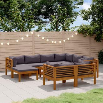 vidaXL Muebles De Jard&iacute;n 10 Pzas Cojines Madera Maciza De Acacia Vidaxl