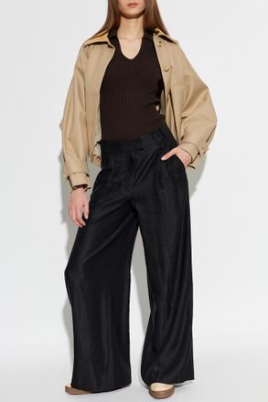 Lacoste Ribbed Polo Shirt With Logo Patch, Womens, Brown