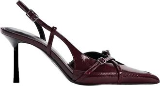 Generic Women Patent Leather Casual High Heel Sandals Pointed Toe Banquet Evening Dress Shoes Burgundy