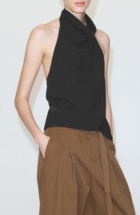 Mango Draped Halter Top in Black at Nordstrom, Size X-Small