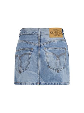 Fiorucci Angel-Print Denim Mini Skirt - Blue