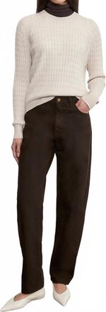 Enza Costa Cable Knit Easy Crewneck Sweater In Parchment