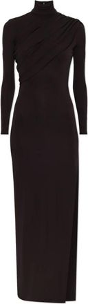 Courr&egrave;ges Turtleneck Jurk - Dames - Maxi kleedjes - Bruin - M - Leer - Kleedjes