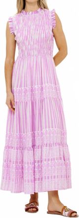 Oliphant Sleeveless Smocked Maxi Dress In Santorini Lilac