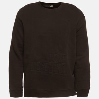 Love Moschino Black Knit Embossed Logo Full Sleeve Sweatshirt