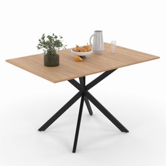 IDMarket Table &Agrave; Manger Carr&eacute;e Alix 2-6 Personnes Pied Araign&eacute;e Bois Et Noir 80-120 Cm