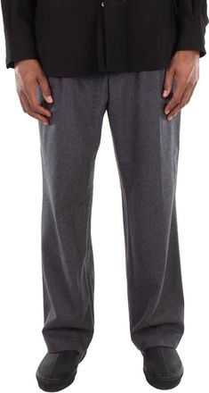 HUGO BOSS Grey Wool Straight Wide-Leg Pants