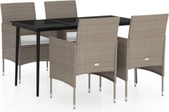 vidaXL Vidaxl - Juego De Comedor De Jard&iacute;n 5 Piezas Con Cojines Beige Y Negro