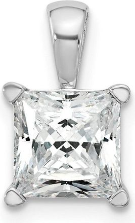 Diamond2Deal 14k White Gold 2 Ct Princess Cut Lab Grown Diamond Pendant
