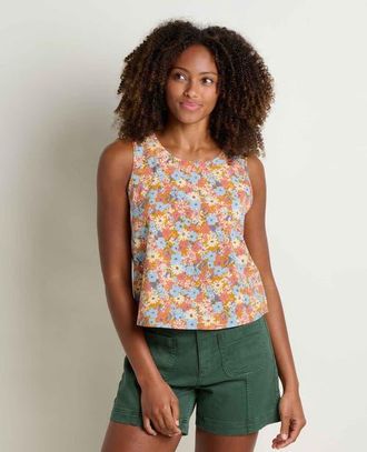 Toad & Co Sunkissed Button Back Tank in Sunset Print at Nordstrom, Size X-Large