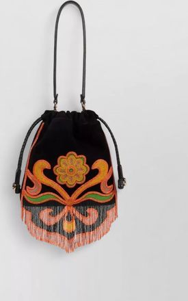 Etro shoulder bag beaded fringe embroidered top handle