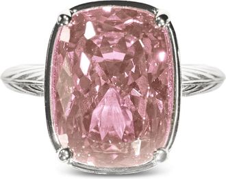 Sterling Forever Sterling Silver Elongated Cushion Pink Sapphire CZ Cocktail Ring