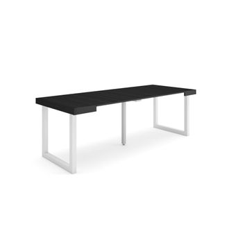 Skraut Home Mesa Consola Extensible, Mesa Comedor Plegable, 220, Para 10 Comensales, Patas Madera Maciza, Estilo Moderno, Negro - Skraut Home