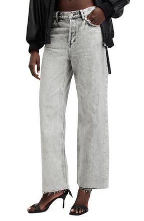 AllSaints Wendel Raw Hem Ankle Straight Leg Jeans in Anthracite Grey at Nordstrom Rack, Size 31