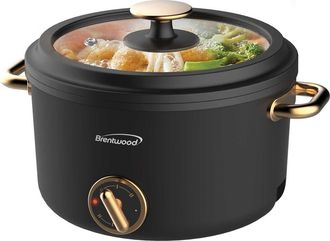 Brentwood Multi-Function Electric Hot Pot Cooker and Food Steamer with Ceramic Non-Stick Ceramic Coating in Black at Nordstrom