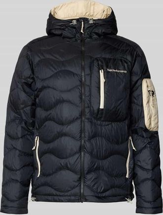 Peak Performance Regular Fit Jacke in Stepp-Optik mit Logo-Stitching in Black, Gr&ouml;&szlig;e XXL