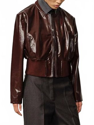 Birgitte Herskind Herry Leather Bomber Jacket In Mahgonay